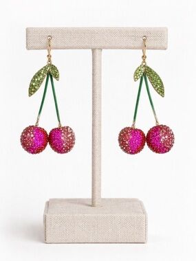 Piper K Sparkly Cherry Drop Earrings | Coquette & Y2K Aesthetic Jewelry
O
